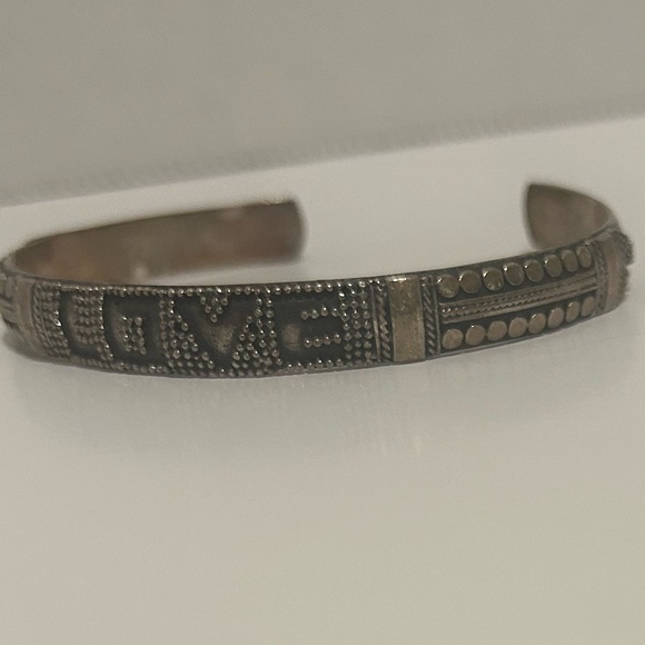 Silver "LOVE Engraved Bangle Bracelet | Adjustable - Picture 5 of 6